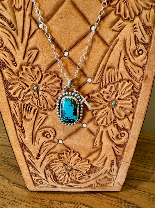 Blackjack Turquoise Necklace with Cross
