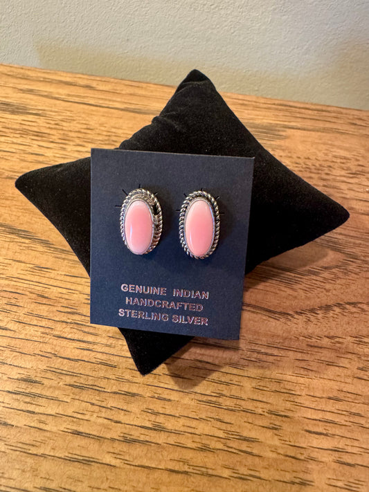 Pink Conch Oblong Earrings