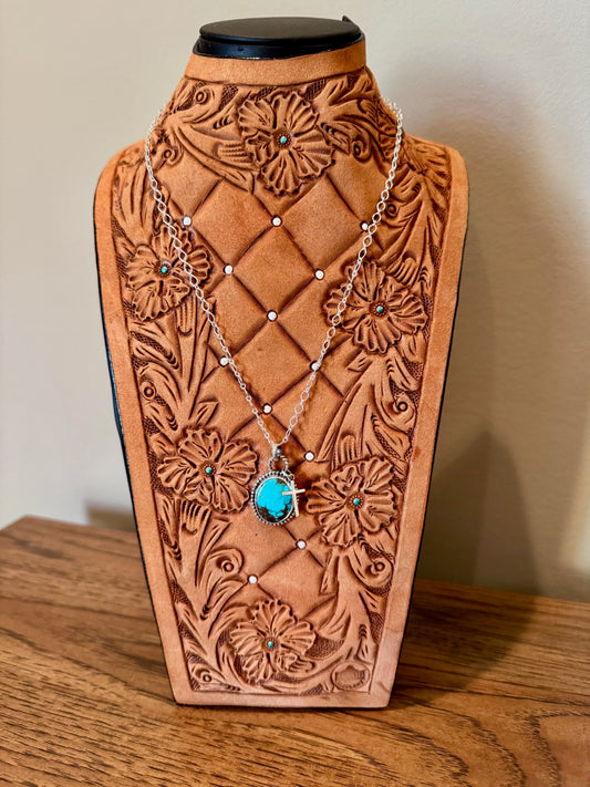 Kingman Turquoise Necklace with Cross