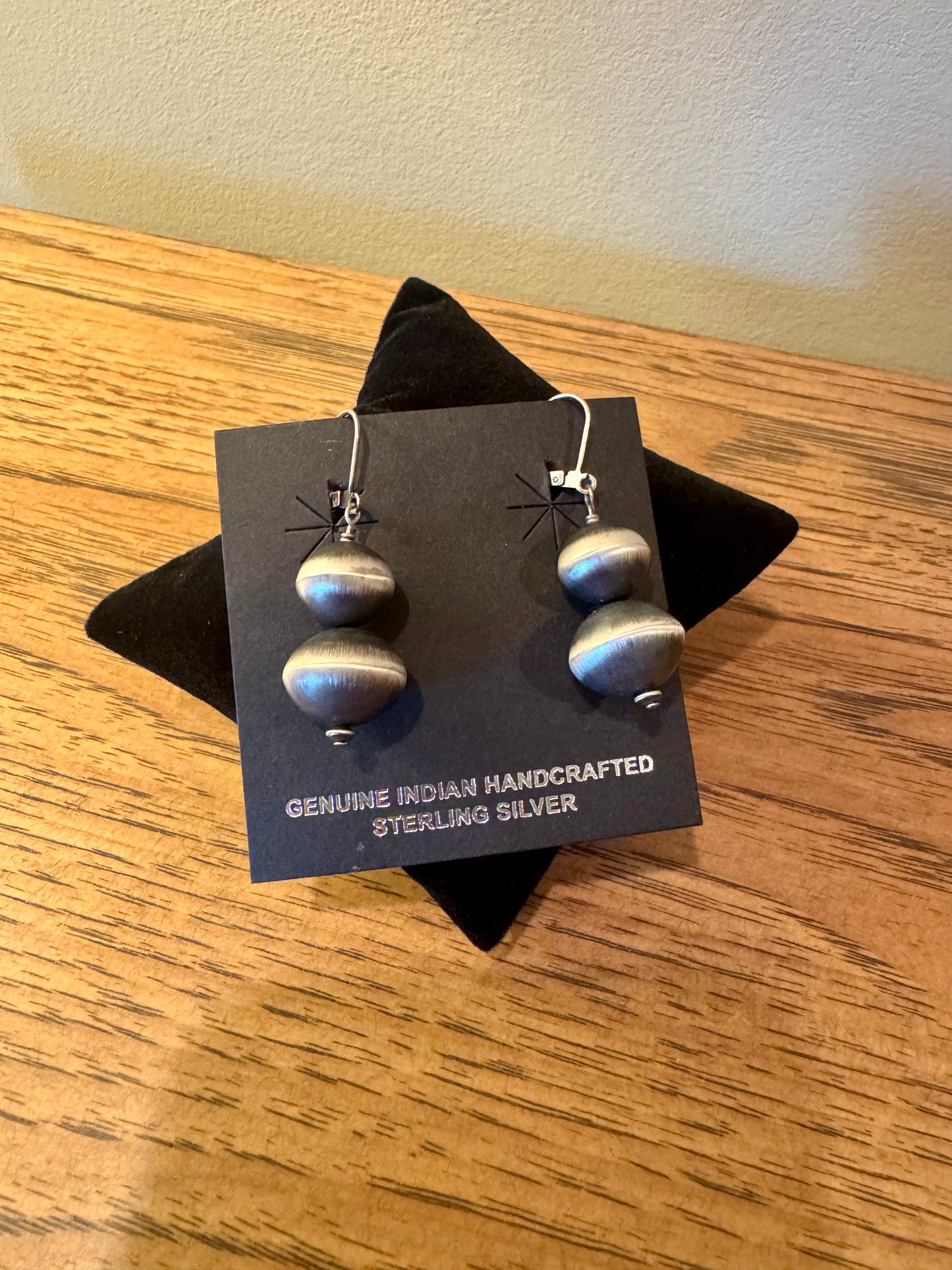 Navajo Pearl 2 Bead Drop Earrings