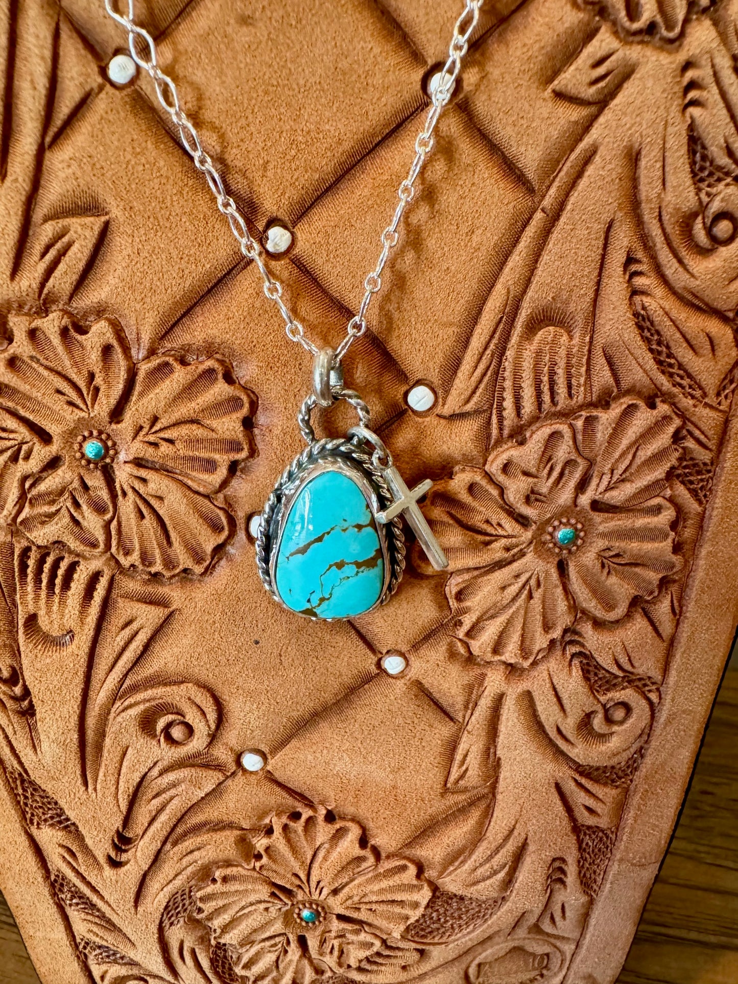 #8 Mine Turquoise Necklace with Cross