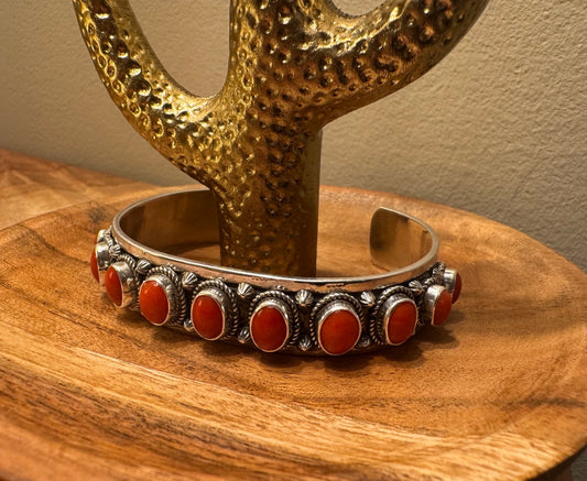 Red Coral Cuff by Art Platero