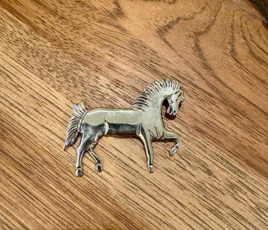 Large Sterling Silver Navajo Horse Pin by Robby Manuelito