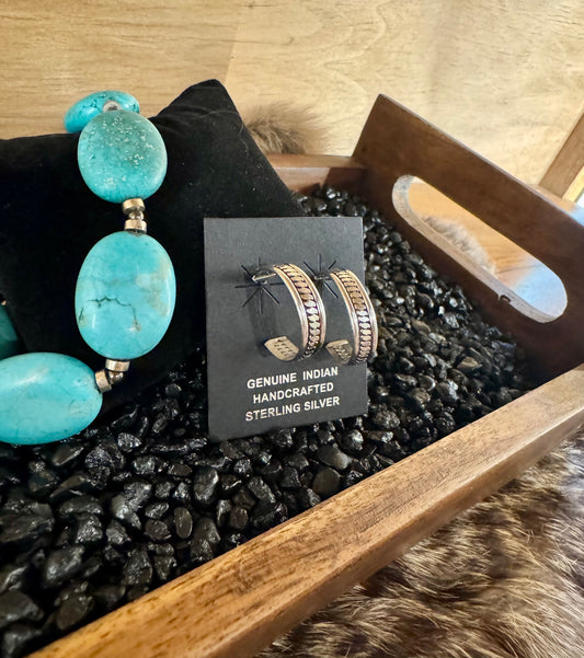 Beautiful Sterling Silver 3/4 Hoop Earrings by Priscilla Apache