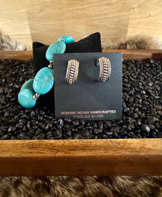 1/2 Hoop Sterling Silver Earrings by Priscilla Apache