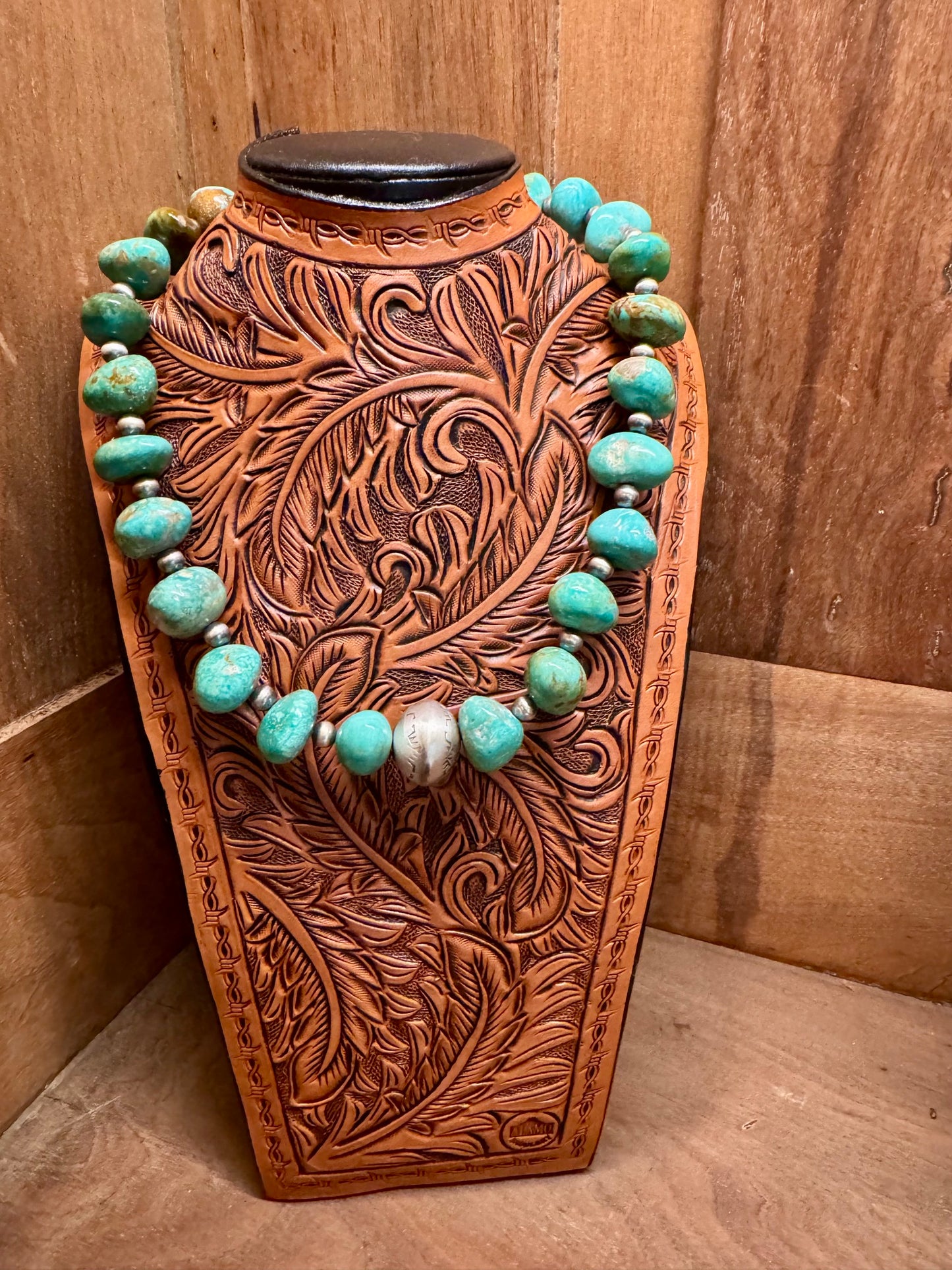 Stunning Turquoise and Silver Bead Necklace by Daniel Coriz
