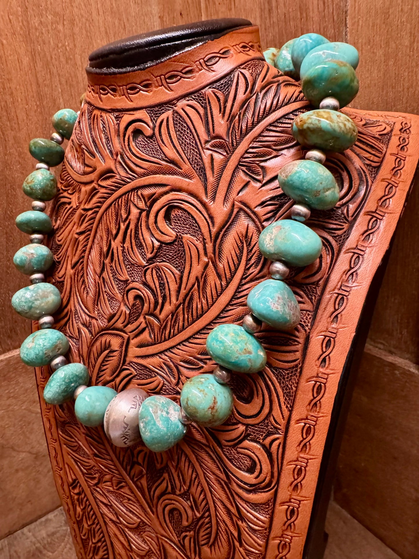 Stunning Turquoise and Silver Bead Necklace by Daniel Coriz