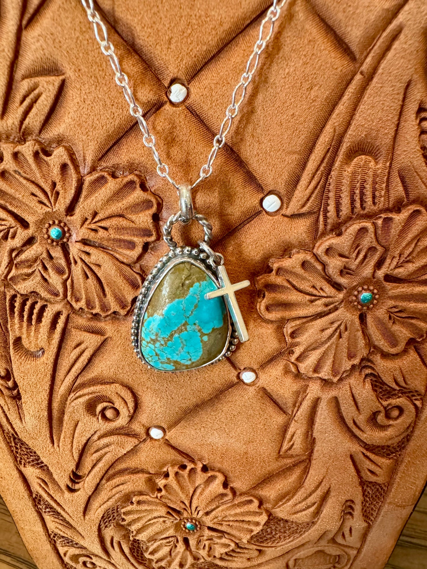 #8 Mine Turquoise Necklace with Cross